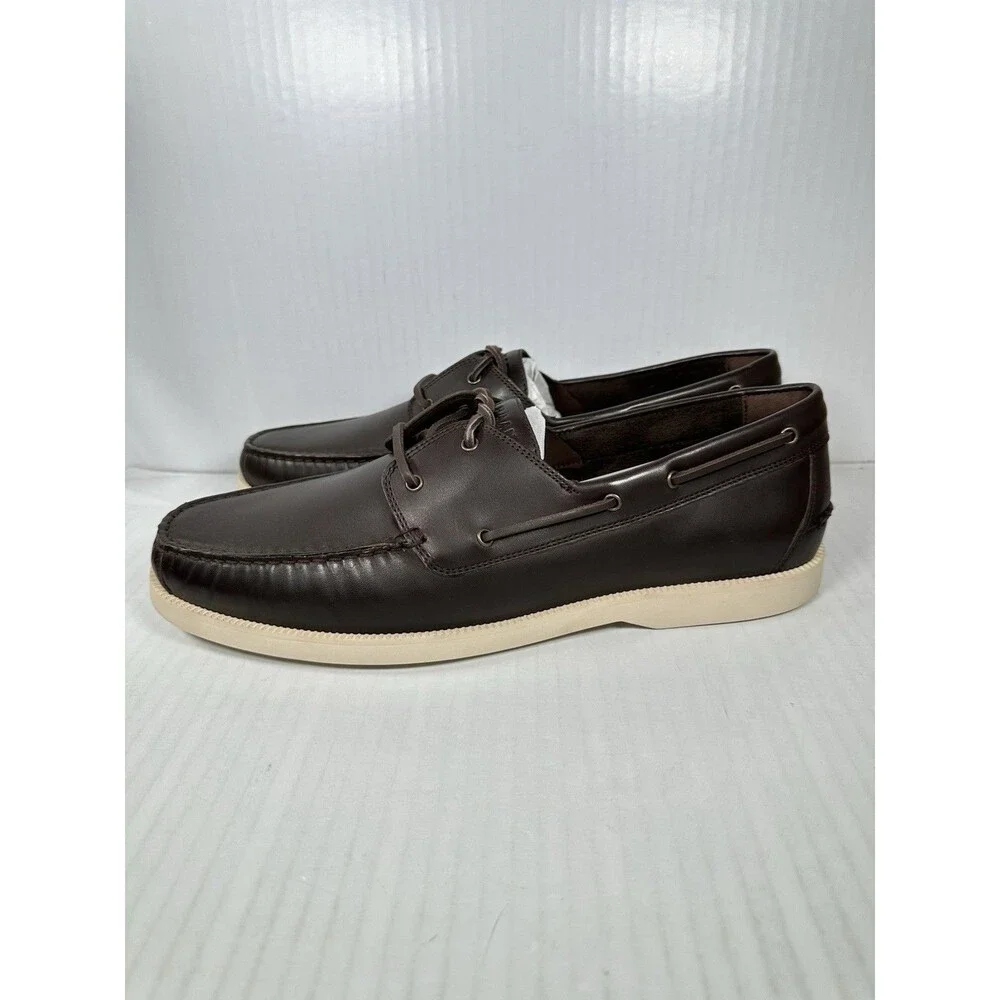 Size 12 Cole Haan G+ Bowside Boat Shoes Brown Leather Men Casual Slip On NEW